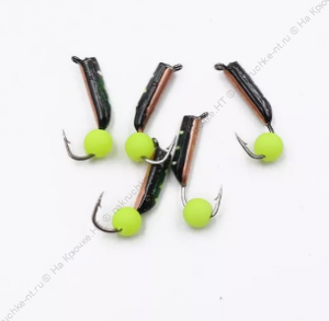 Мормышка вольф. безнасадочная "ЯМАН" Столбик №5, d-2 мм, L-9.5 мм, вес 0,65 гр., фц. желтый шар, цв. Мормышка вольф. безнасадочная "ЯМАН" Столбик №5, d-2 мм, L-9.5 мм, вес 0,65 гр., фц. желтый шар, цв.