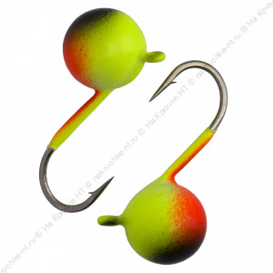 Мормышка вольфрамовая "Condor", Дробинка с ушком d 4 мм, вес 0.62 гр, окраска желтая-черная+красная Мормышка вольфрамовая "Condor", Дробинка с ушком d 4 мм, вес 0.62 гр, окраска желтая-черная+красная