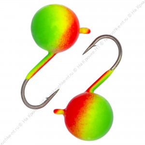 Мормышка вольфрамовая "Condor", Дробинка с ушком d 4,0 мм, вес 0,8 гр, салатовая-красная Мормышка вольфрамовая "Condor", Дробинка с ушком d 4,0 мм, вес 0,8 гр, салатовая-красная