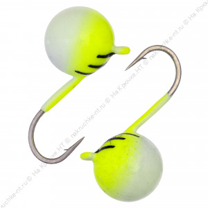 Мормышка вольфрамовая "Condor", Дробинка с ушком d 4,0 мм, вес 0,8 гр, фосфор-лимон с полосками /10 Мормышка вольфрамовая "Condor", Дробинка с ушком d 4,0 мм, вес 0,8 гр, фосфор-лимон с полосками /10