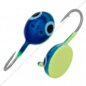 Плавунец с ушком d 4,0 мм, вес 1,00 гр, лимон-фосфор+синий с блестками и глазиком Плавунец с ушком d 4,0 мм, вес 1,00 гр, лимон-фосфор+синий с блестками и глазиком