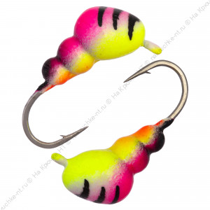 Мормышка вольфрамовая "Condor", Муравей с ушком d 3,0 мм, вес 0,3 гр, розово-черный+желто-красный с Мормышка вольфрамовая "Condor", Муравей с ушком d 3,0 мм, вес 0,3 гр, розово-черный+желто-красный с