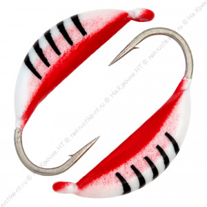 Мормышка вольфрамовая "Condor", супербанан, размер L, вес 0,6 гр, цвет белый с полосками+красный Мормышка вольфрамовая "Condor", супербанан, размер L, вес 0,6 гр, цвет белый с полосками+красный