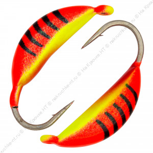 Мормышка вольфрамовая "Condor", супербанан, размер L, вес 0,6 гр, цвет красный с полосками+желтый Мормышка вольфрамовая "Condor", супербанан, размер L, вес 0,6 гр, цвет красный с полосками+желтый