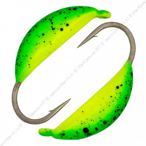 Мормышка вольфрамовая "Condor", Супербанан, размер M, вес 0,5 гр, салатовый-лимонный с крапом Мормышка вольфрамовая "Condor", Супербанан, размер M, вес 0,5 гр, салатовый-лимонный с крапом
