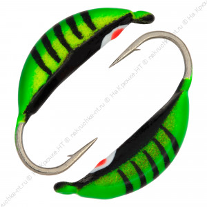 Мормышка вольфрамовая "Condor", супербанан, размер M, вес 0,5 гр, цвет зеленый с полосками+черный с Мормышка вольфрамовая "Condor", супербанан, размер M, вес 0,5 гр, цвет зеленый с полосками+черный с