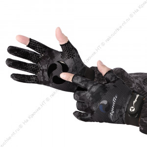 Перчатки демисезонные без пальцев softshell ПЧ-10 (Цвет - CAMO BLACK, размер XL, фирменная печать AQ Перчатки демисезонные без пальцев softshell ПЧ-10 (Цвет - CAMO BLACK, размер XL, фирменная печать AQ
