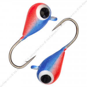 Мормышка вольфрамовая "Condor", Капля с ушком d 3,0 мм, вес 0,5 гр, окраска малек, голубая-красная Мормышка вольфрамовая "Condor", Капля с ушком d 3,0 мм, вес 0,5 гр, окраска малек, голубая-красная