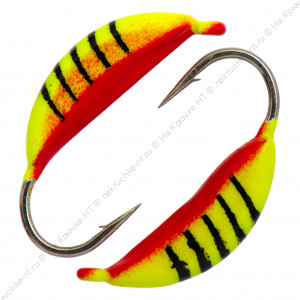 Мормышка вольфрамовая "Condor", супербанан, размер M, вес 0,5 гр, цвет лимоный с полосками+красный Мормышка вольфрамовая "Condor", супербанан, размер M, вес 0,5 гр, цвет лимоный с полосками+красный