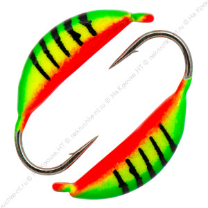 Мормышка вольфрамовая "Condor", Супербанан, размер M, вес 0,5 гр, цвет салатовый с полосками+красный Мормышка вольфрамовая "Condor", Супербанан, размер M, вес 0,5 гр, цвет салатовый с полосками+красный