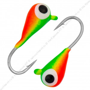 Мормышка вольфрамовая "Condor", Капля с ушком d 3,0 мм, вес 0,5 гр, окраска малек, салатовый-красный Мормышка вольфрамовая "Condor", Капля с ушком d 3,0 мм, вес 0,5 гр, окраска малек, салатовый-красный