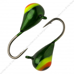 Мормышка вольфрамовая "Condor", Капля с ушком, d 4,0 мм, вес 1,04 гр, цвет зеленый с лимонно-красно- Мормышка вольфрамовая "Condor", Капля с ушком, d 4,0 мм, вес 1,04 гр, цвет зеленый с лимонно-красно-