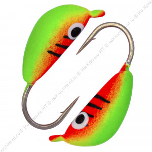 Мормышка вольфрамовая "Condor", Банан d 2,0 мм, вес 0,3 гр, малек зеленый+красный с полосками Мормышка вольфрамовая "Condor", Банан d 2,0 мм, вес 0,3 гр, малек зеленый+красный с полосками