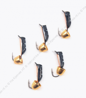 Мормышка вольф. безнасадочная "ЯМАН" Столбик №7, d-2,5 мм, L-9,5 мм, вес 1,20 гр., колокол золото , Мормышка вольф. безнасадочная "ЯМАН" Столбик №7, d-2,5 мм, L-9,5 мм, вес 1,20 гр., колокол золото ,