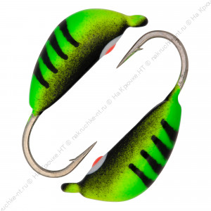 Мормышка вольфрамовая "Condor", Банан d 2,5 мм, вес 0,5 гр, цвет зеленый с полосками+черный с точкой Мормышка вольфрамовая "Condor", Банан d 2,5 мм, вес 0,5 гр, цвет зеленый с полосками+черный с точкой