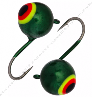 Мормышка вольфрамовая "Condor", Дробинка с ушком, d 3,0 мм, вес 0,3 гр, цвет зеленый с лимонно-красн Мормышка вольфрамовая "Condor", Дробинка с ушком, d 3,0 мм, вес 0,3 гр, цвет зеленый с лимонно-красн