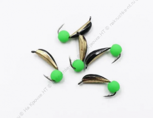 Мормышка вольф. безнасадочная "ЯМАН" Гвоздик №2(w), вес 0,50 гр., фц. зеленый шар, цв. латунь (уп. 5 Мормышка вольф. безнасадочная "ЯМАН" Гвоздик №2(w), вес 0,50 гр., фц. зеленый шар, цв. латунь (уп. 5