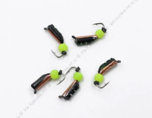 Мормышка вольф. безнасадочная "ЯМАН" Столбик №3, d-2 мм, L-7 мм, вес 0,46 гр., фц. желтый шар, цв. м Мормышка вольф. безнасадочная "ЯМАН" Столбик №3, d-2 мм, L-7 мм, вес 0,46 гр., фц. желтый шар, цв. м