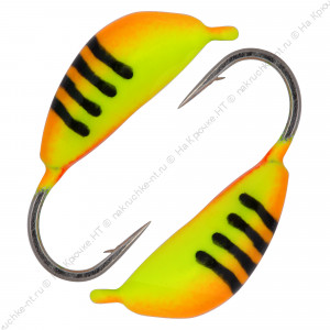 Мормышка вольфрамовая "Condor", Банан d 3,0 мм, вес 0,9 гр, красный с полосками+желтый Мормышка вольфрамовая "Condor", Банан d 3,0 мм, вес 0,9 гр, красный с полосками+желтый